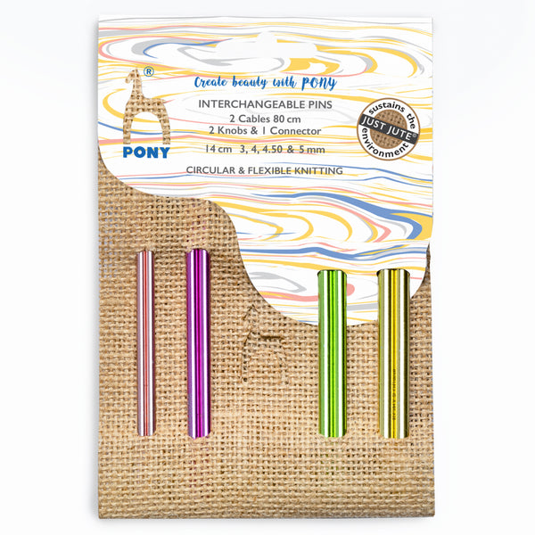 Pony "Colour" 4" (10.5cm) Interchangeable Circular Knitting Needle Set