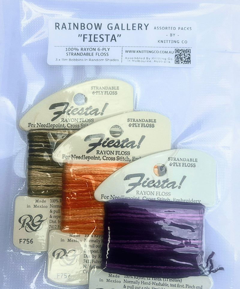 Assorted Pack - Rainbow Gallery "Fiesta" Rayon Embroidery Floss - 3 x Shades