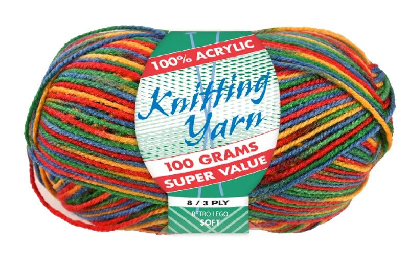 Everyday Super Value 100g Acrylic 8-Ply Knitting Yarn - Prints