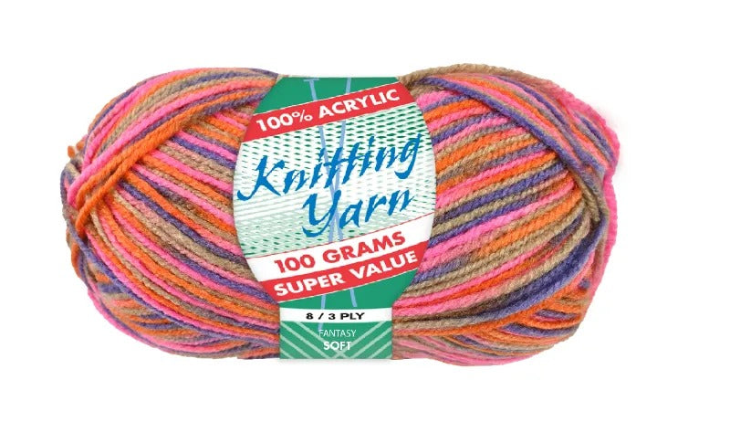 Everyday Super Value 100g Acrylic 8-Ply Knitting Yarn - Prints