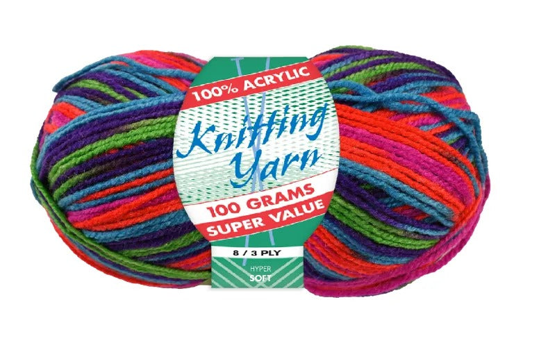 Everyday Super Value 100g Acrylic 8-Ply Knitting Yarn - Prints