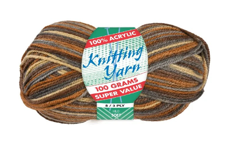 Everyday Super Value 100g Acrylic 8-Ply Knitting Yarn - Prints