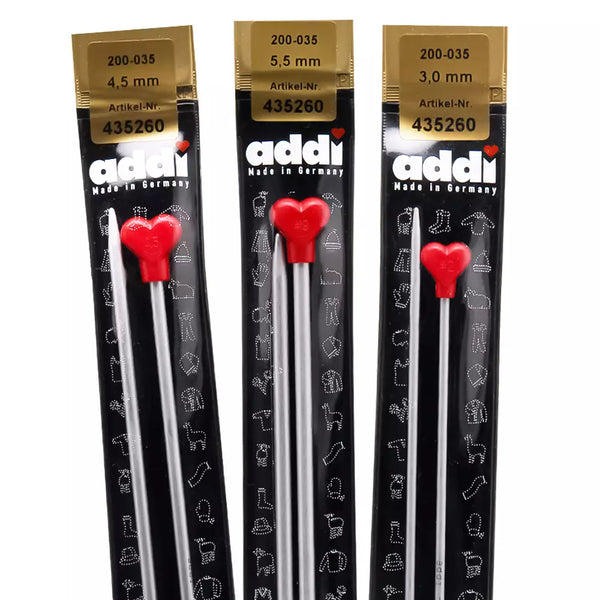 Addi "Red Heart" 35cm Aluminium Single Point Knitting Needles - Set of 10