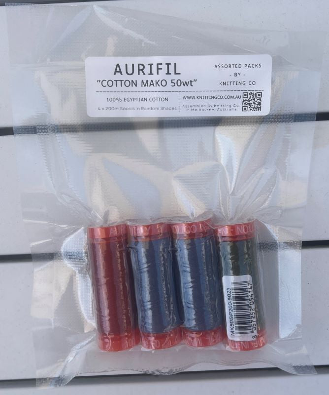 Assorted Pack - Aurifil "Cotton Mako 50wt" 200m Embroidery Thread - 4 x Shades