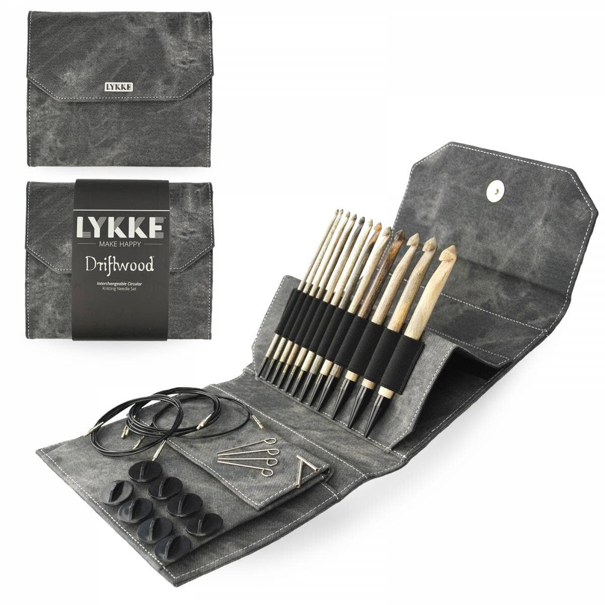 Lykke "Driftwood" Wood 6" (15cm) Interchangeable Crochet Hook Set