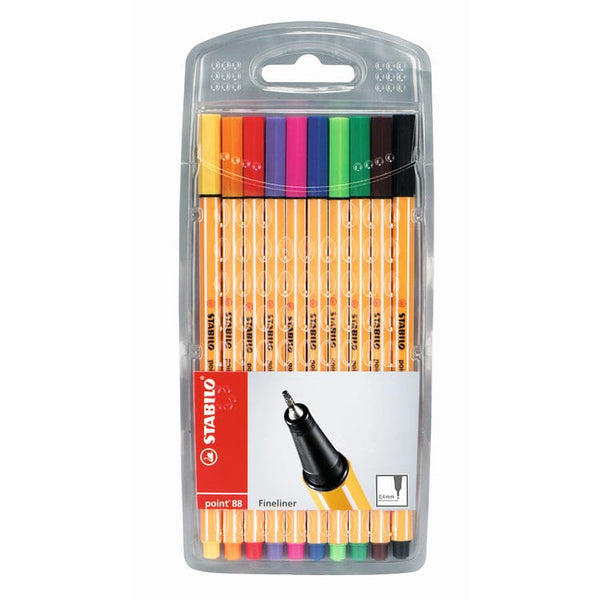 Stabilo "Point 88" Fineliner 0.4mm Pen Pack - Set of 10 Colours