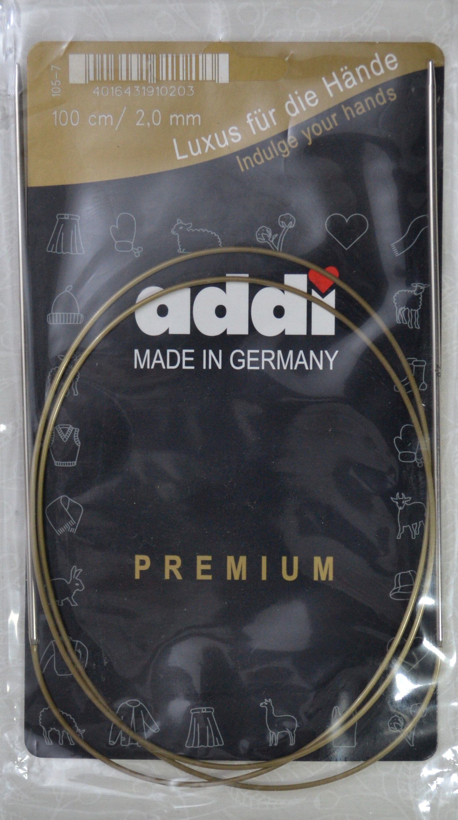 Addi Brass Tip Circular Knitting Needles - 100cm (40")