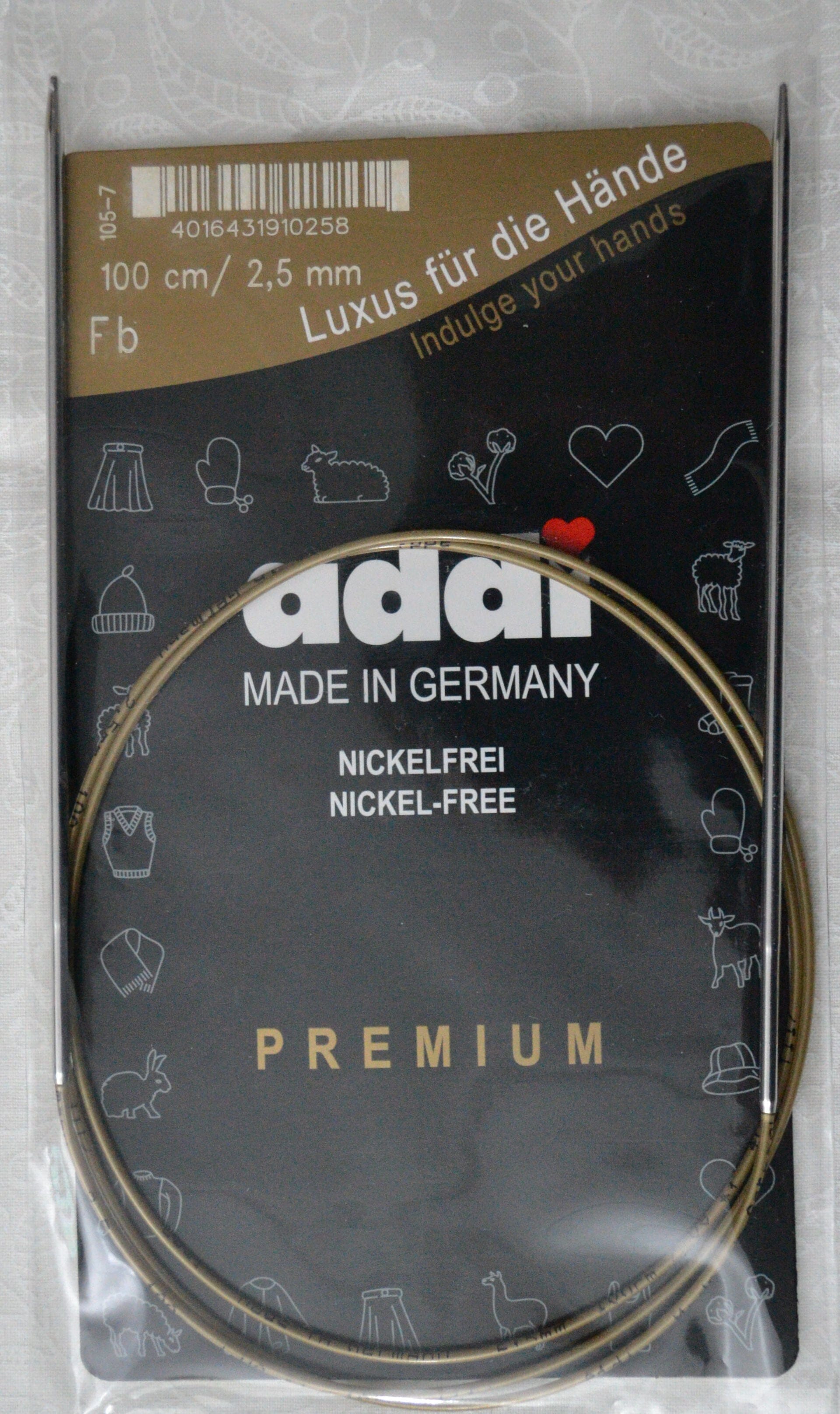 Addi Brass Tip Circular Knitting Needles - 100cm (40")