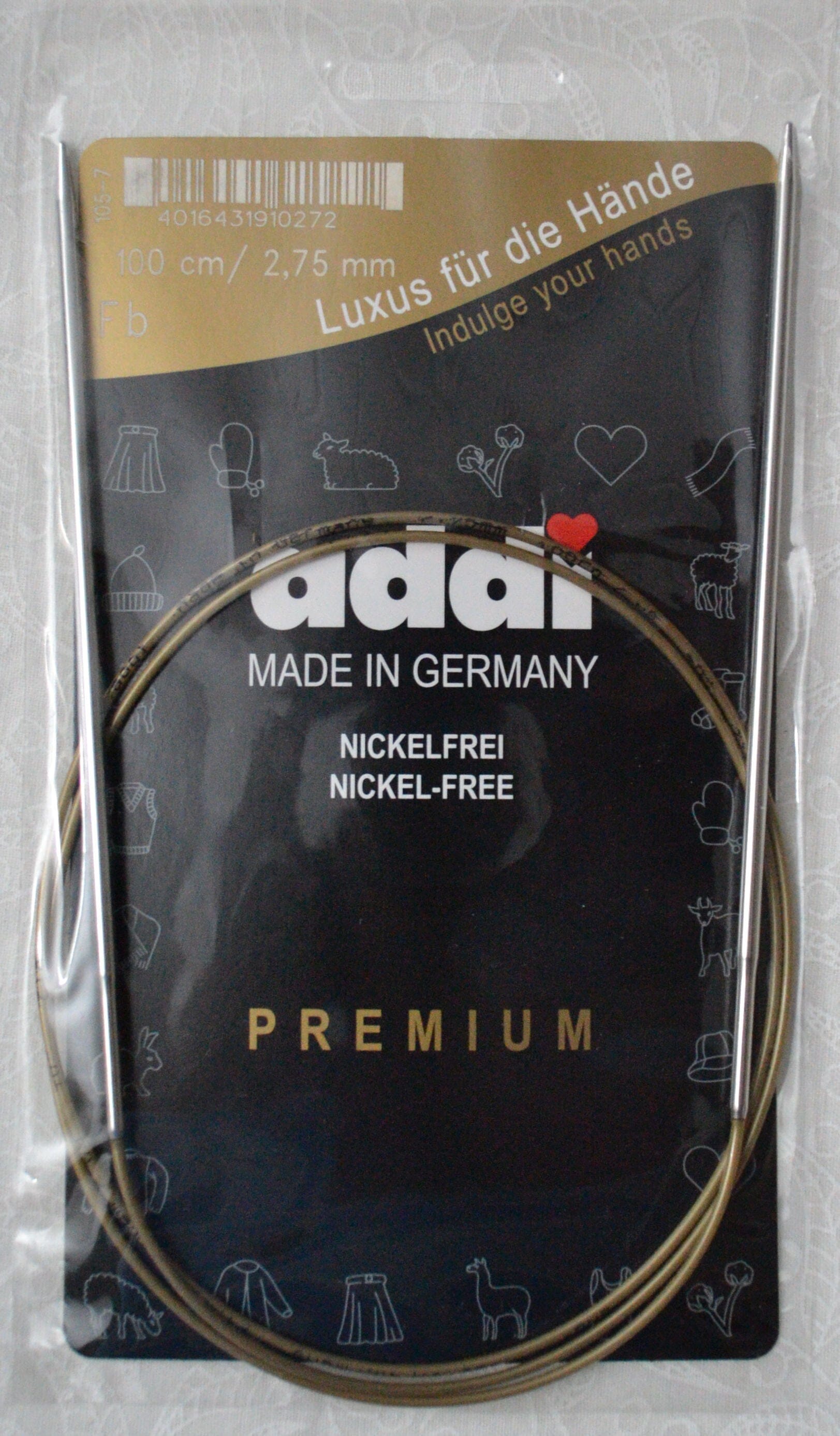 Addi Brass Tip Circular Knitting Needles - 100cm (40")