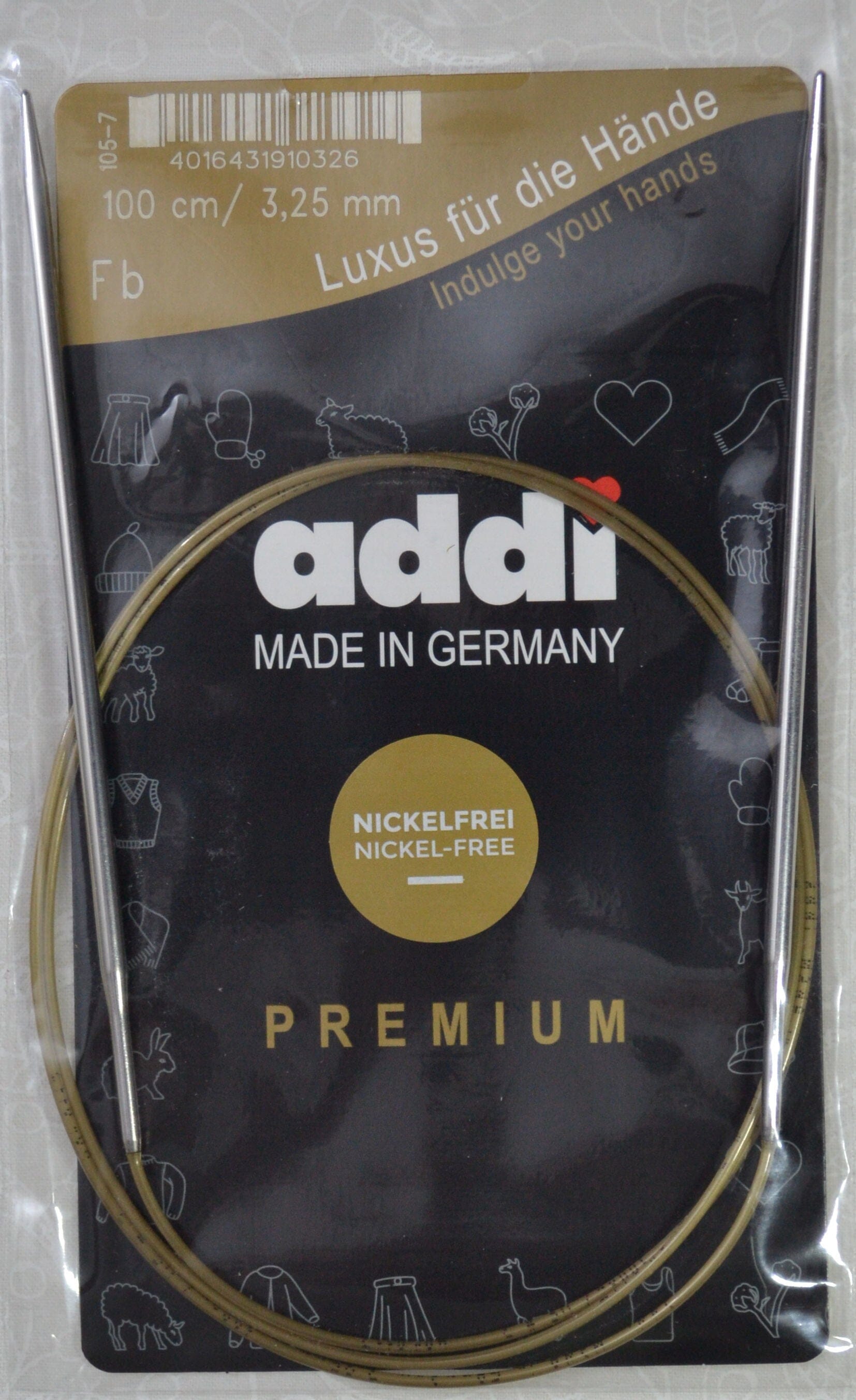 Addi Brass Tip Circular Knitting Needles - 100cm (40")