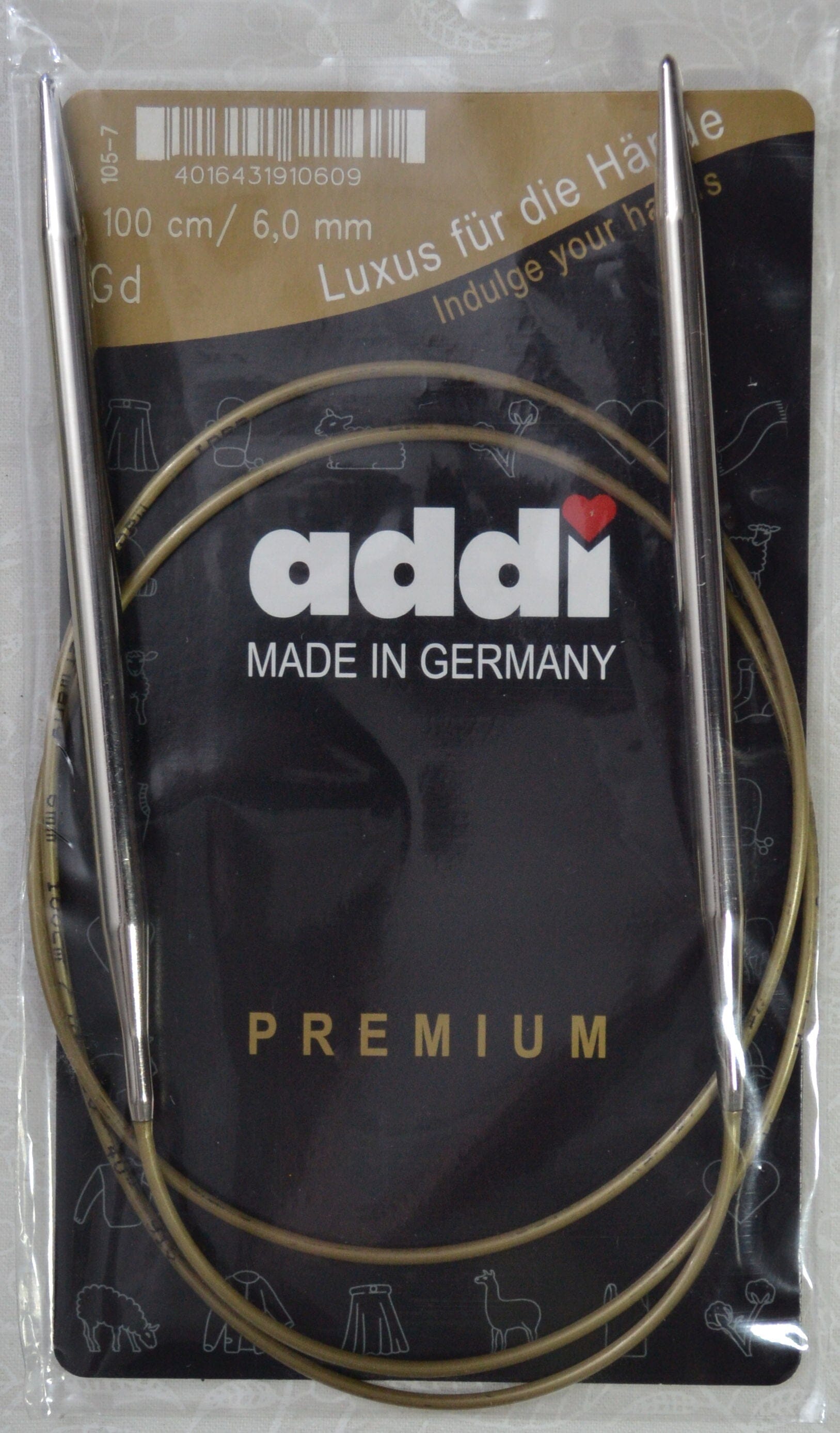 Addi Brass Tip Circular Knitting Needles - 100cm (40")