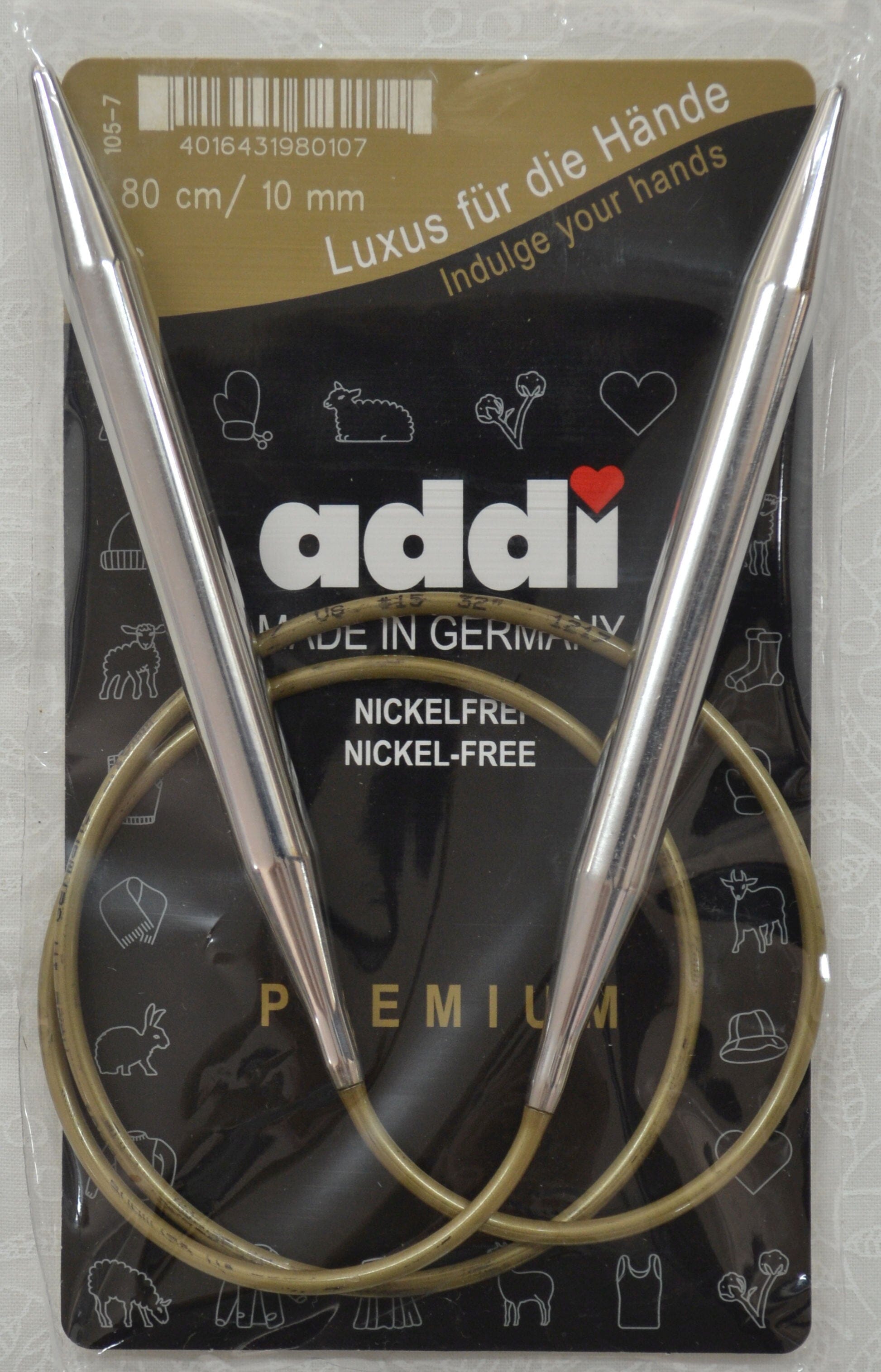 Addi Brass Tip Circular Knitting Needles - 80cm (32")