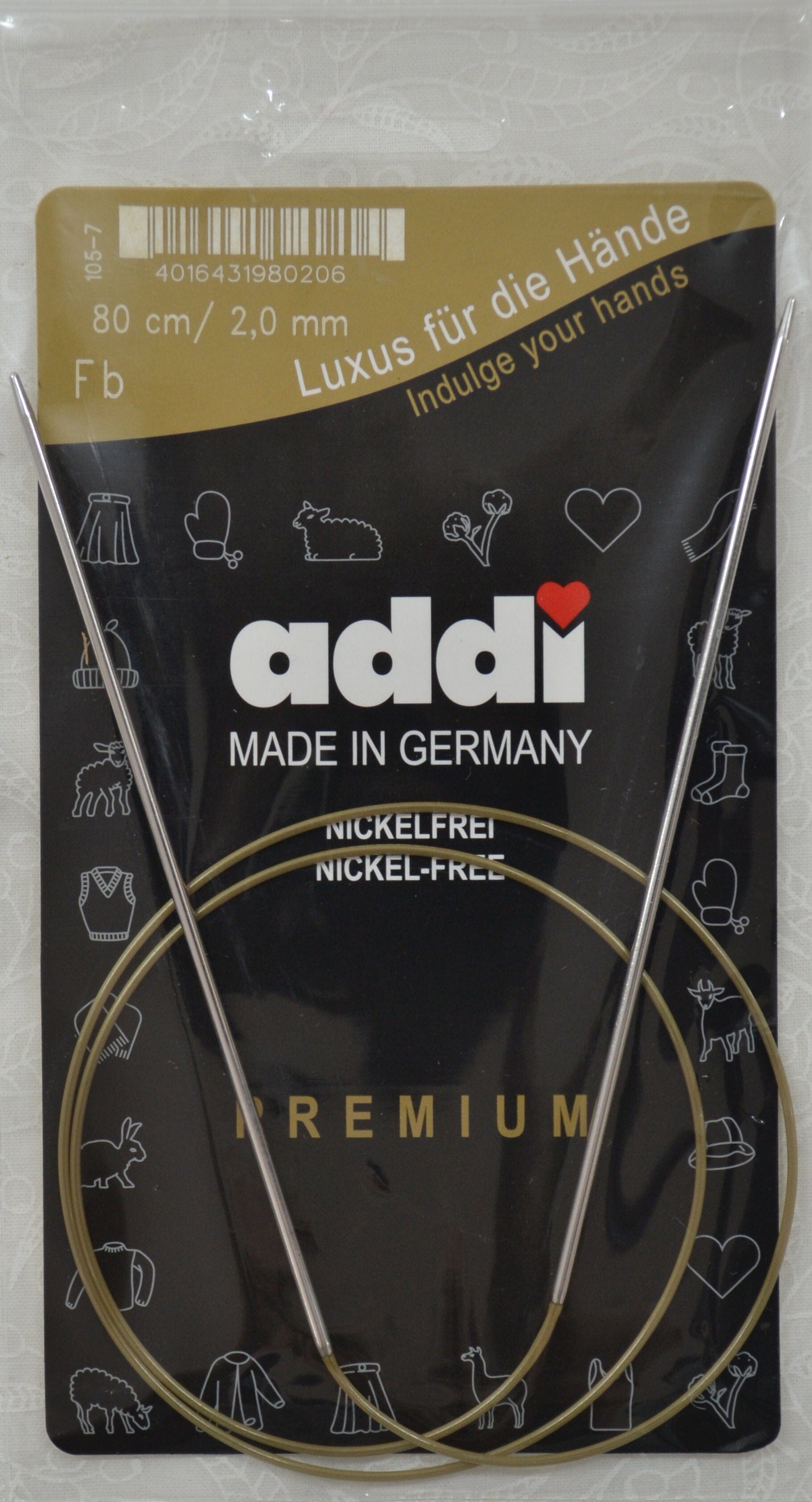 Addi Brass Tip Circular Knitting Needles - 80cm (32")