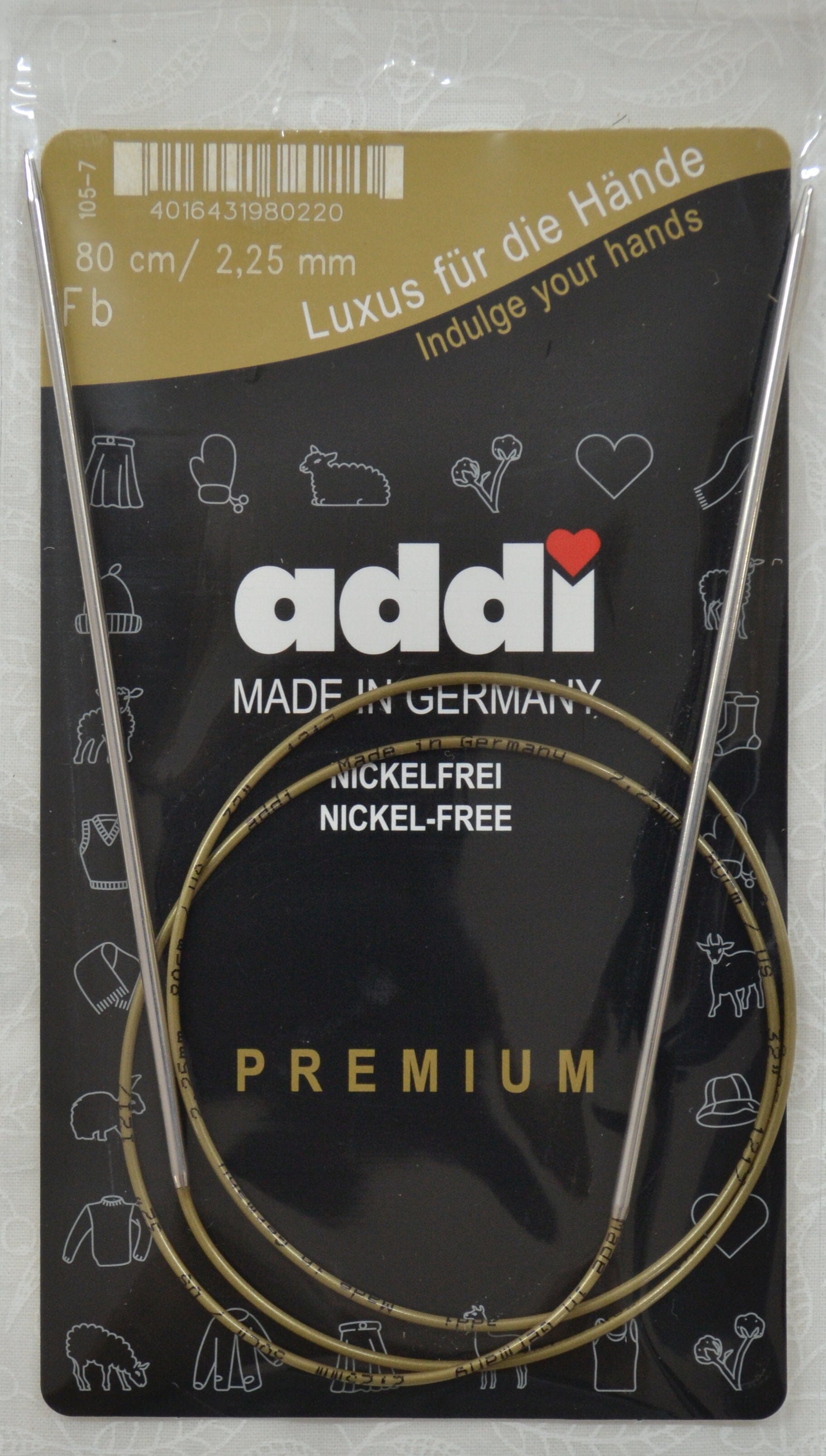 Addi Brass Tip Circular Knitting Needles - 80cm (32")