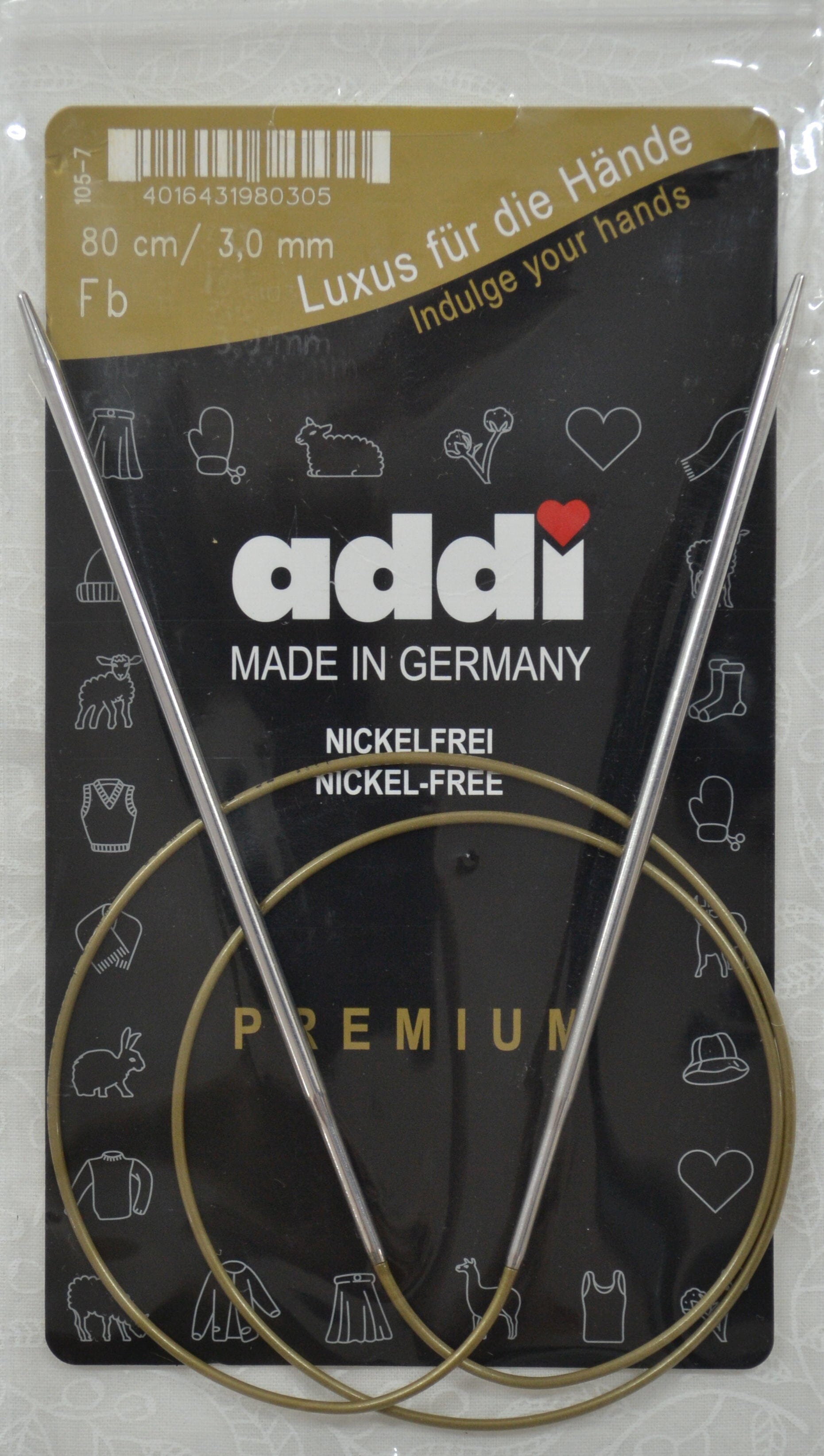 Addi Brass Tip Circular Knitting Needles - 80cm (32")