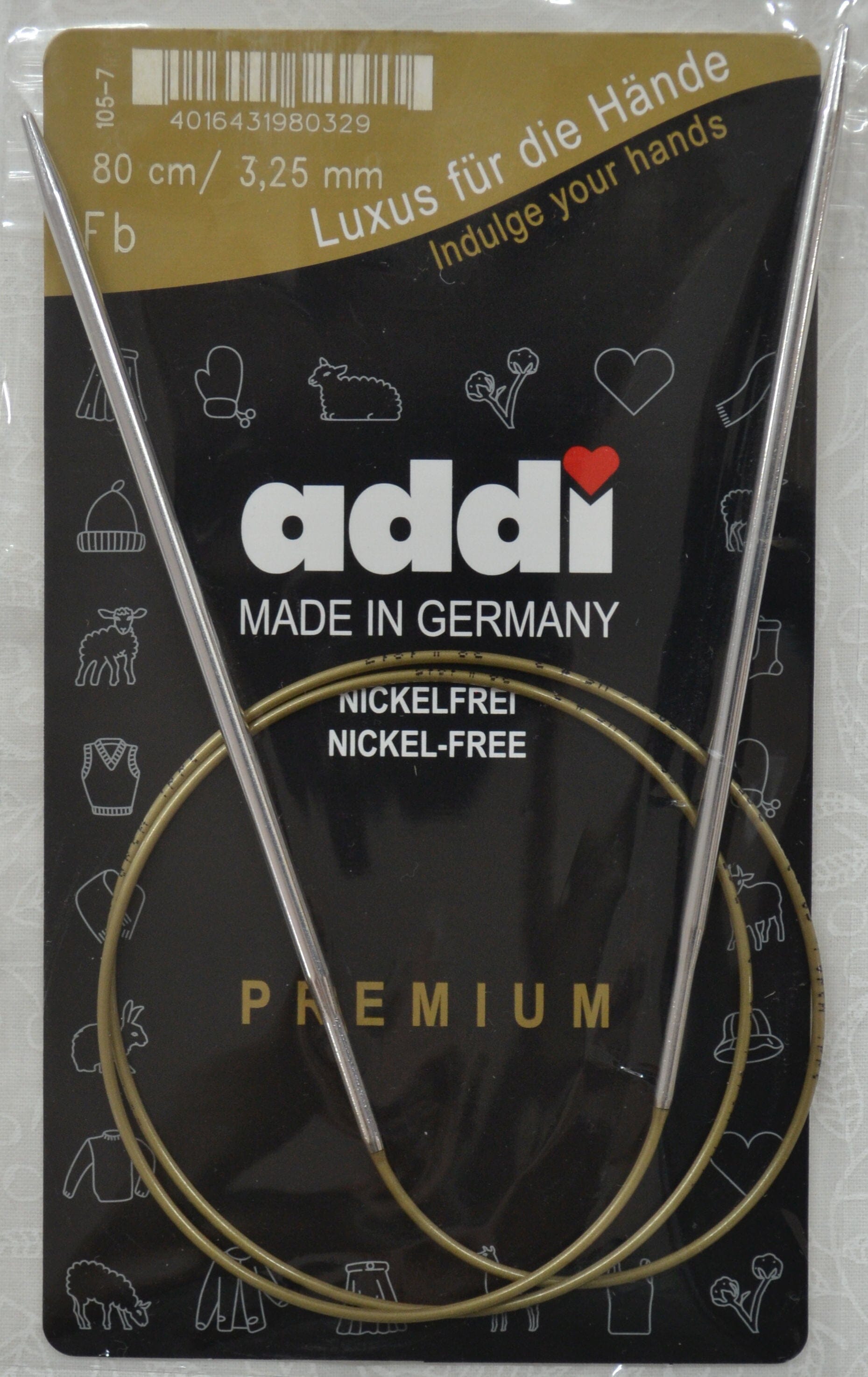 Addi Brass Tip Circular Knitting Needles - 80cm (32")