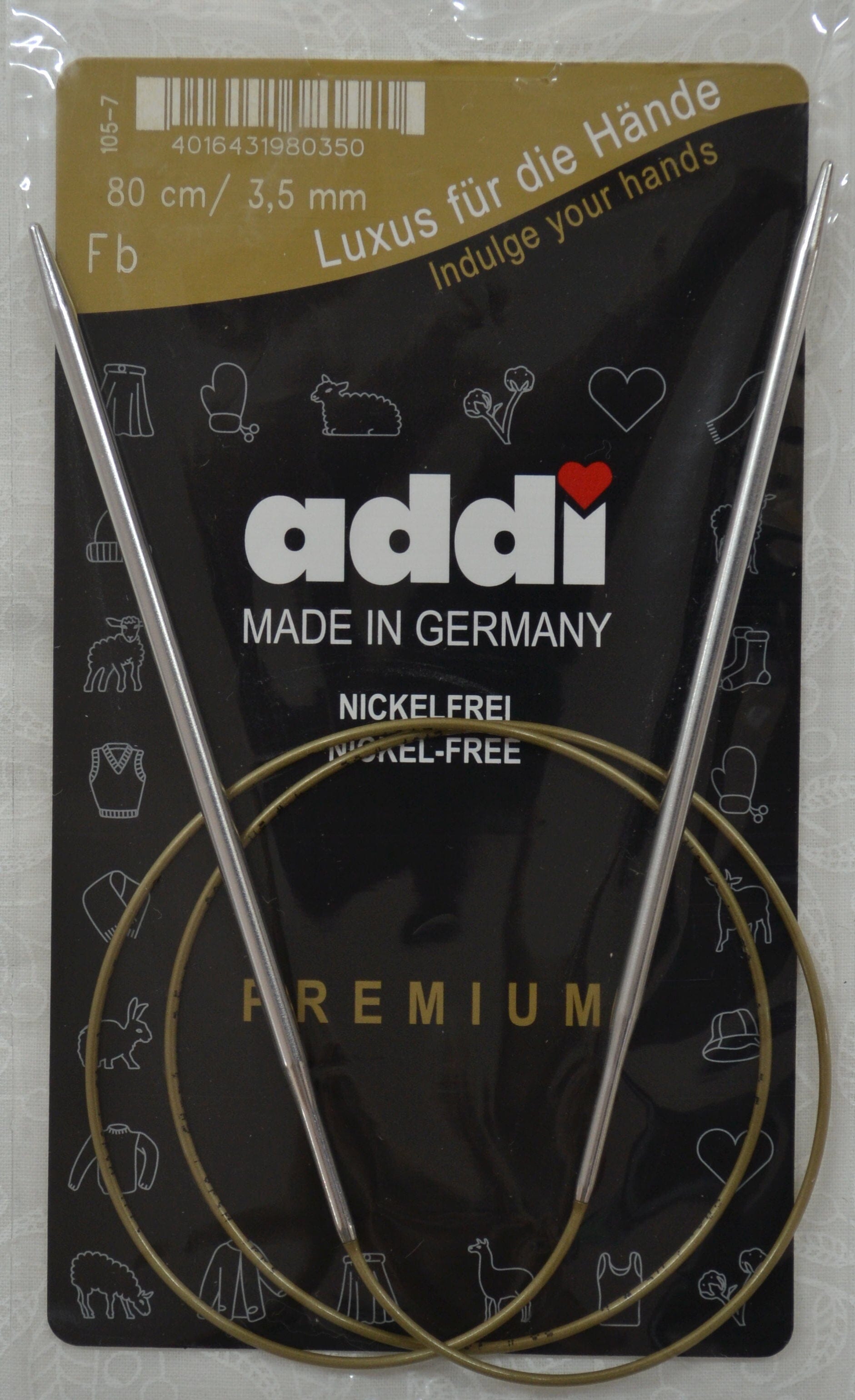 Addi Brass Tip Circular Knitting Needles - 80cm (32")