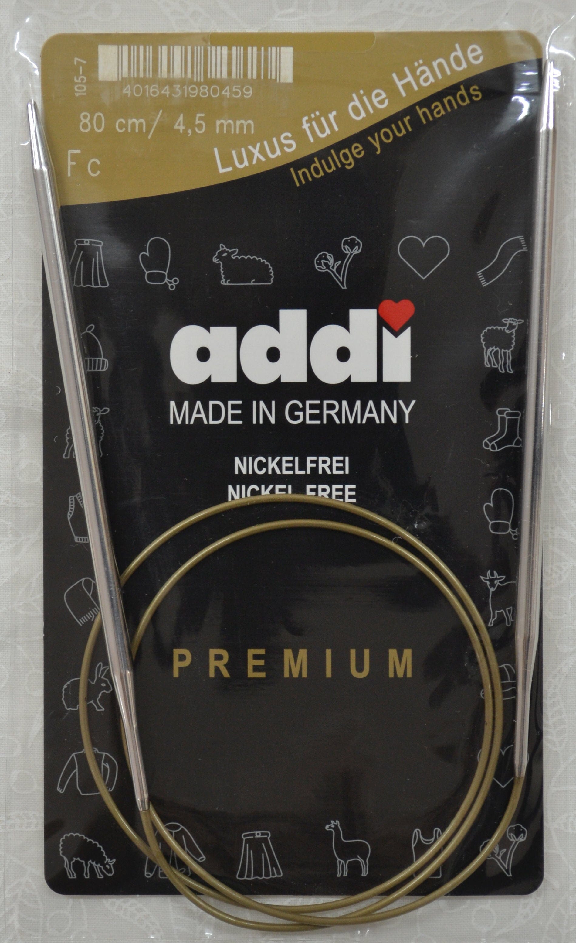 Addi Brass Tip Circular Knitting Needles - 80cm (32")