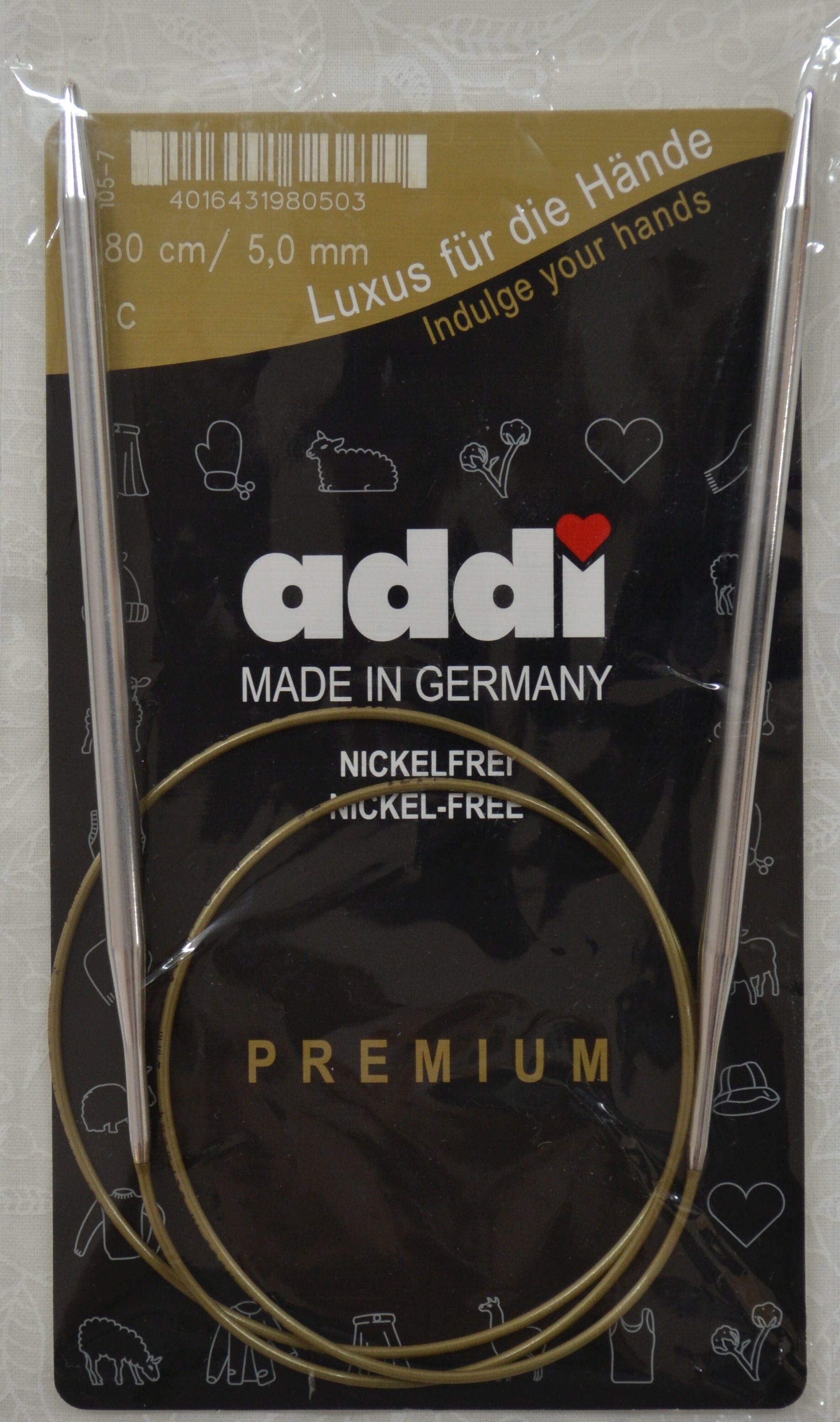 Addi Brass Tip Circular Knitting Needles - 80cm (32")