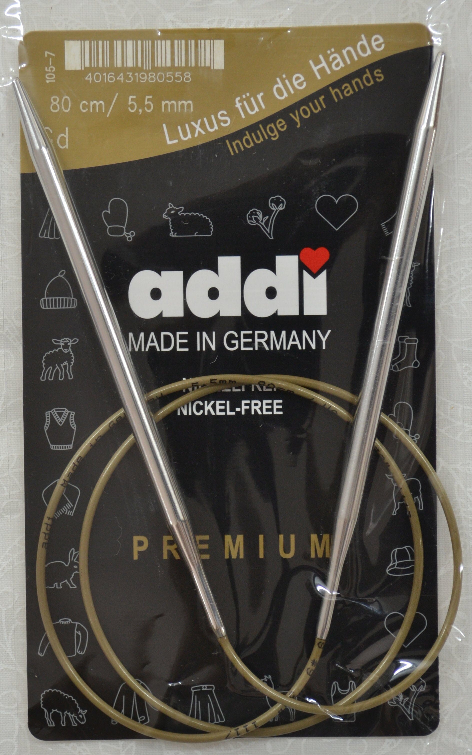 Addi Brass Tip Circular Knitting Needles - 80cm (32")