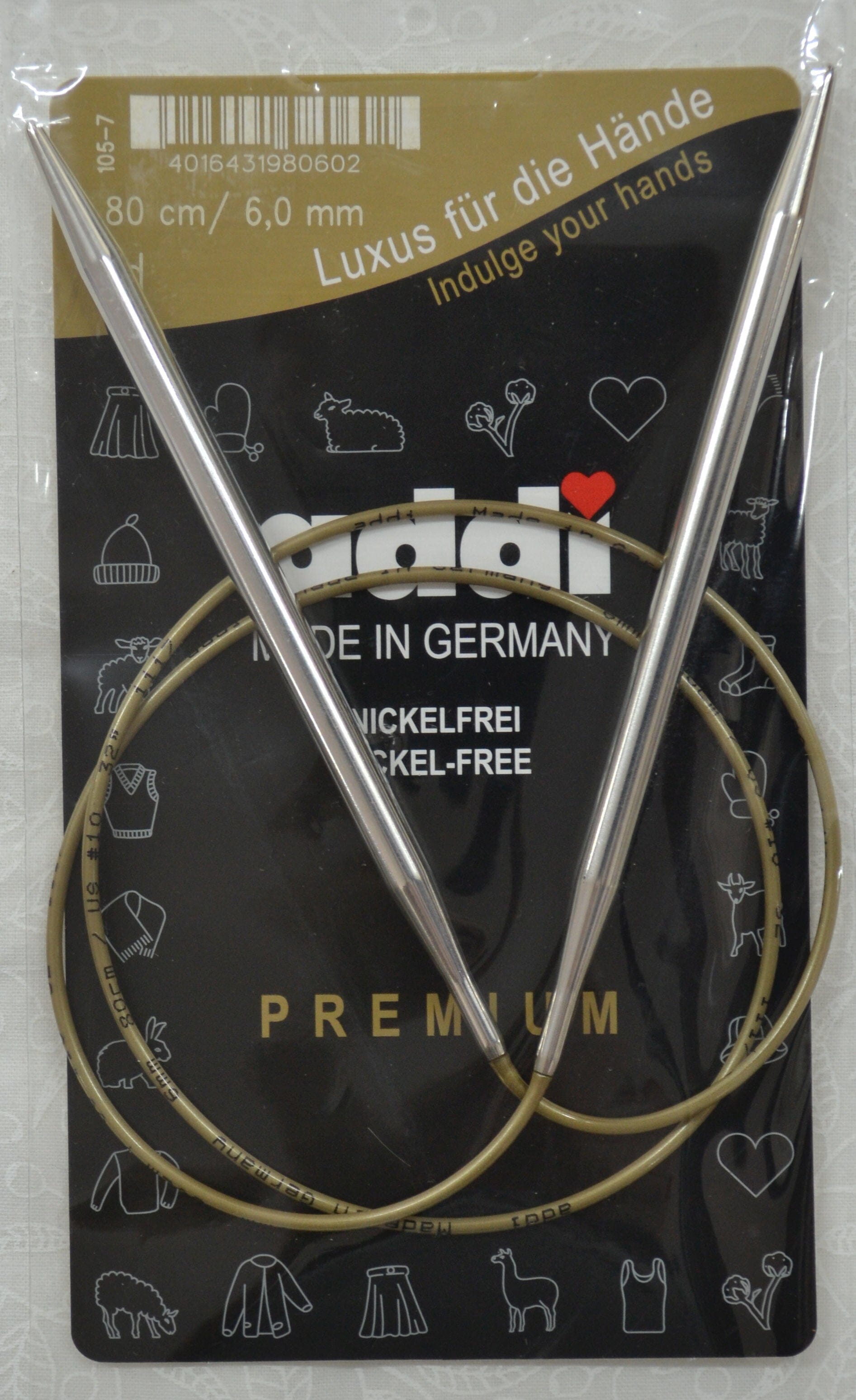 Addi Brass Tip Circular Knitting Needles - 80cm (32")