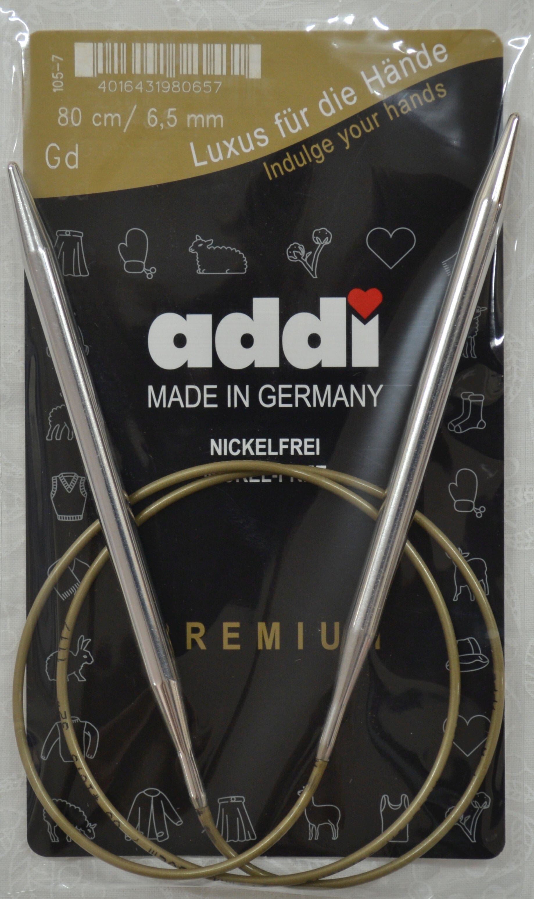 Addi Brass Tip Circular Knitting Needles - 80cm (32")