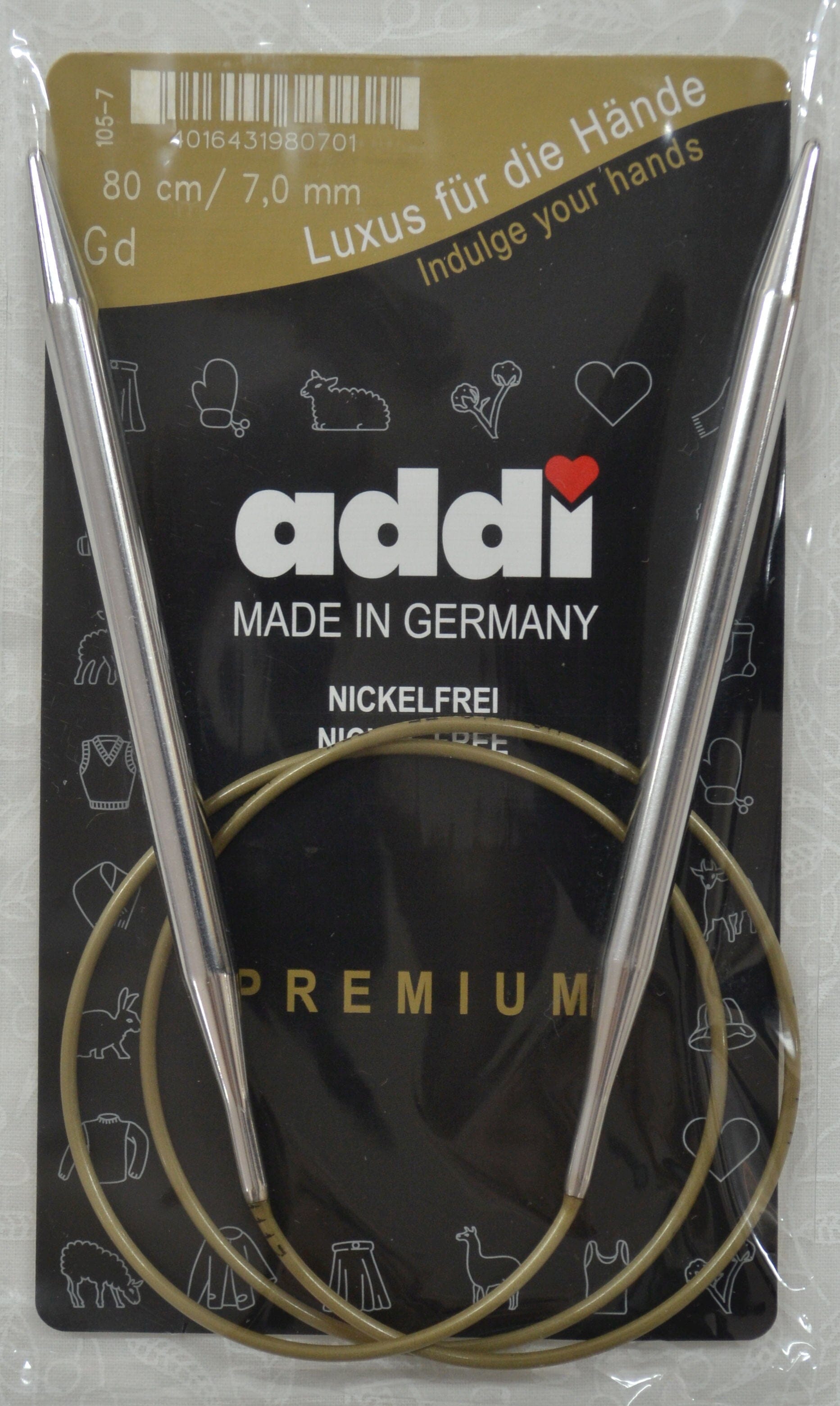 Addi Brass Tip Circular Knitting Needles - 80cm (32")