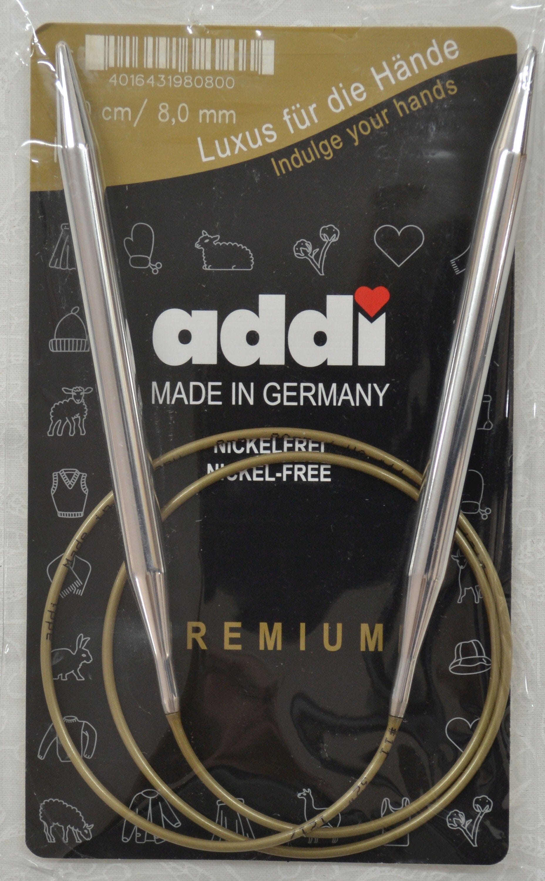 Addi Brass Tip Circular Knitting Needles - 80cm (32")