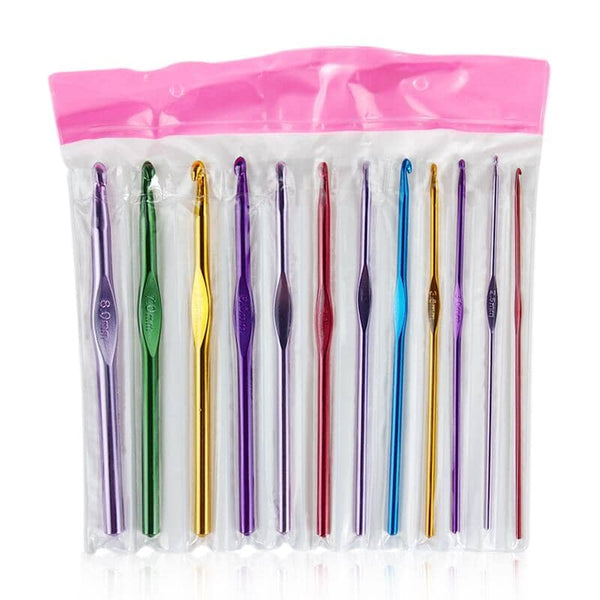 Everyday Colourful Aluminium Crochet Hooks - Set of 12 (2.00mm - 8.00mm)