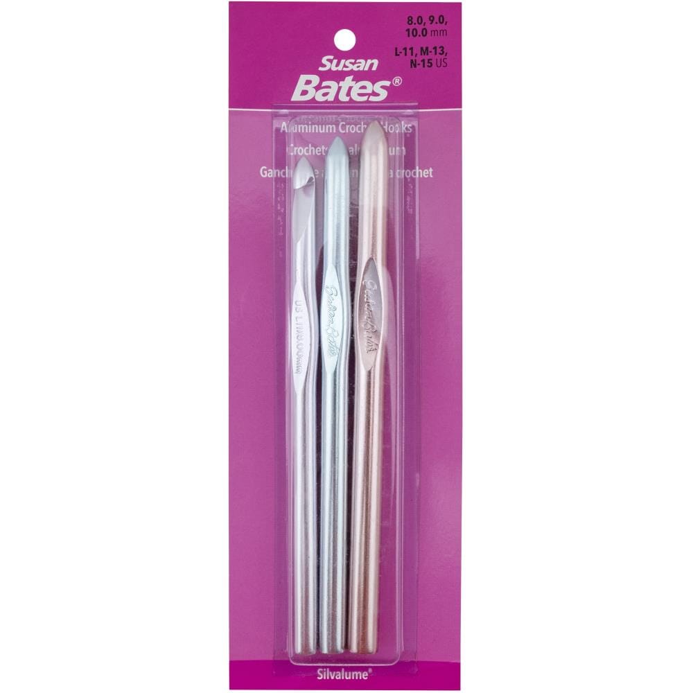 Susan Bates Silvalume Aluminium Crochet Hook - Set of 3 (8.00mm - 10.00mm)