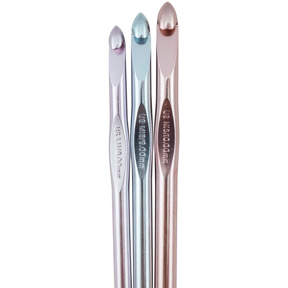 Susan Bates Silvalume Aluminium Crochet Hook - Set of 3 (8.00mm - 10.00mm)