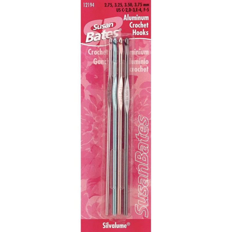 Susan Bates Silvalume Aluminium Crochet Hook - Set of 4 (2.75mm - 3.75mm)