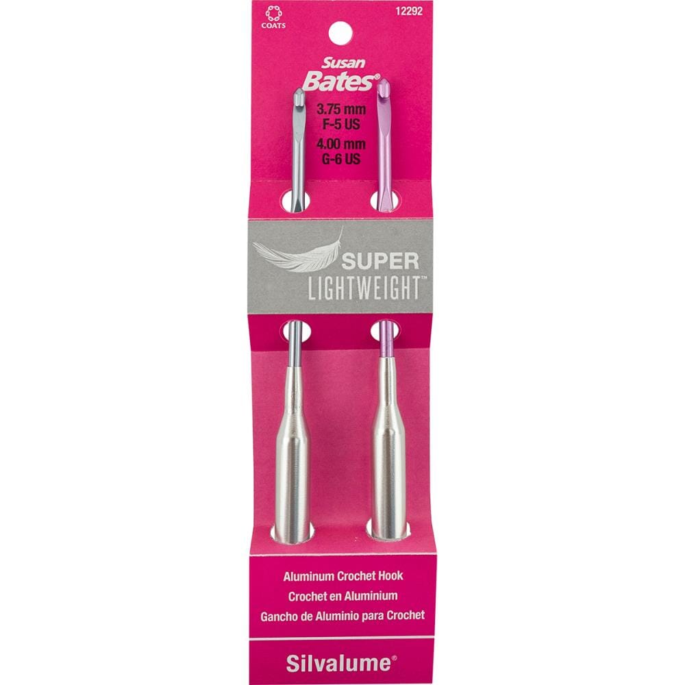 Susan Bates Silvalume Super Lightweight Aluminium Crochet Hook Pairs