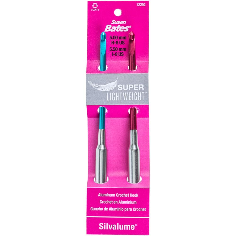 Susan Bates Silvalume Super Lightweight Aluminium Crochet Hook Pairs