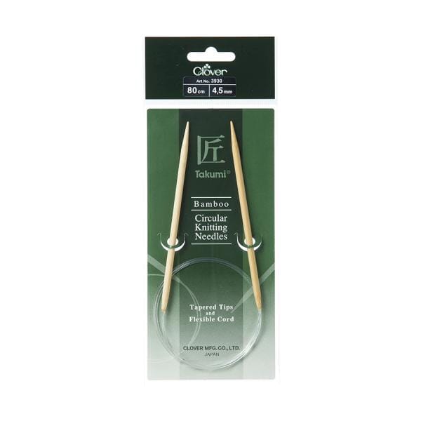 Clover "Takumi" Bamboo Fixed Circular Knitting Needles - 80cm (32")