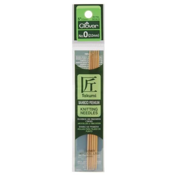 Clover "Takumi" Bamboo Double Point Knitting Needles - 12.5cm (5")