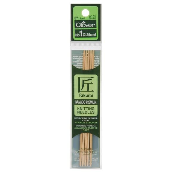 Clover "Takumi" Bamboo Double Point Knitting Needles - 12.5cm (5")