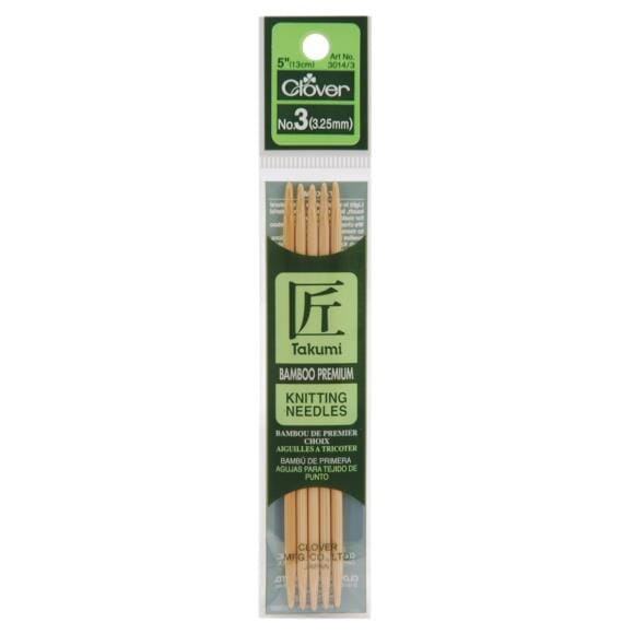 Clover "Takumi" Bamboo Double Point Knitting Needles - 12.5cm (5")