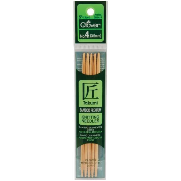 Clover "Takumi" Bamboo Double Point Knitting Needles - 12.5cm (5")