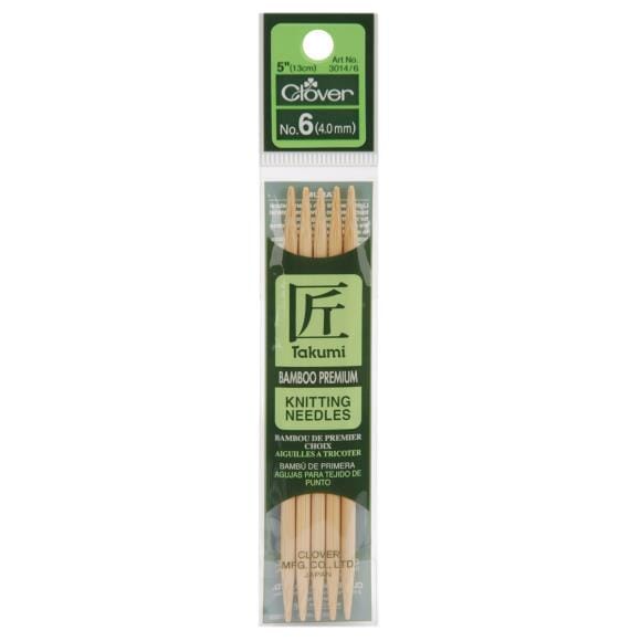 Clover "Takumi" Bamboo Double Point Knitting Needles - 12.5cm (5")