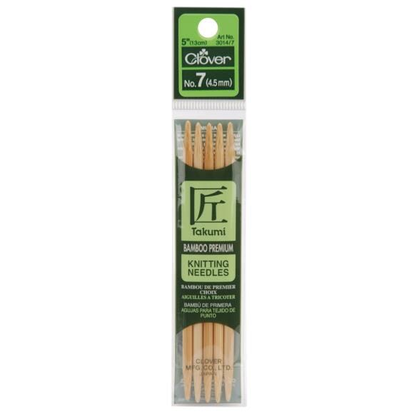 Clover "Takumi" Bamboo Double Point Knitting Needles - 12.5cm (5")