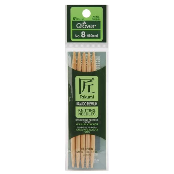 Clover "Takumi" Bamboo Double Point Knitting Needles - 12.5cm (5")