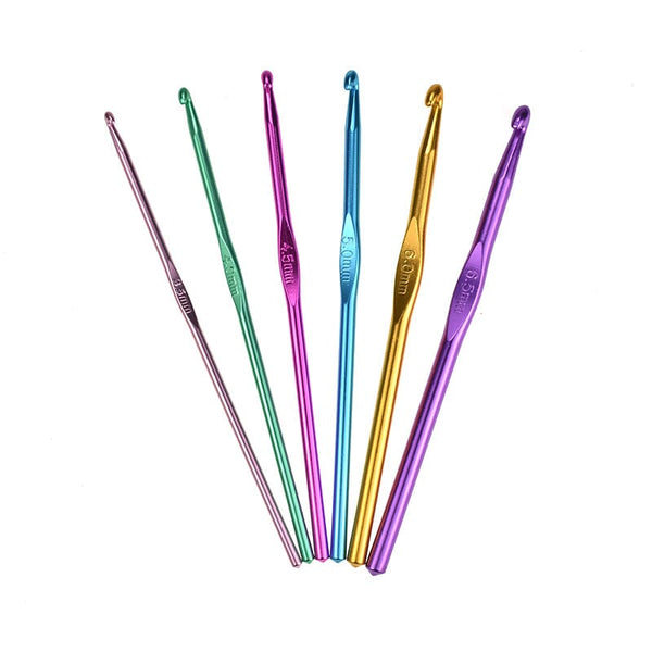 Everyday Colourful Aluminium Crochet Hooks - Set of 6 (3.50mm - 6.50mm)