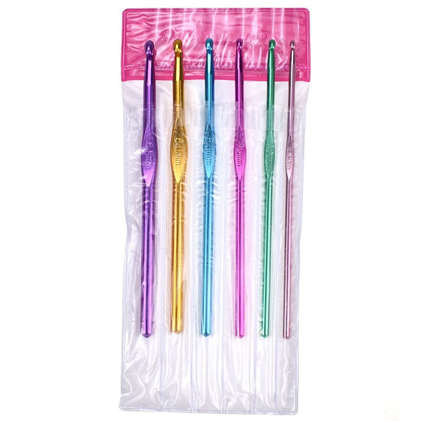 Everyday Colourful Aluminium Crochet Hooks - Set of 6 (3.50mm - 6.50mm)