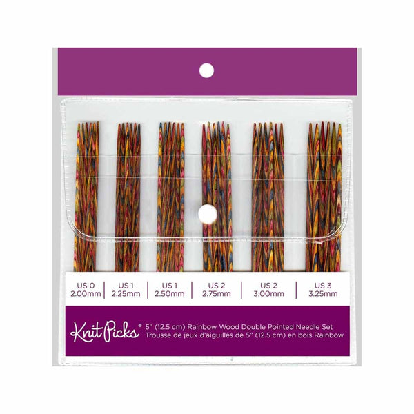 Knit Picks Rainbow Wood Double Point Knitting Needle Set (Dif. Sizes)