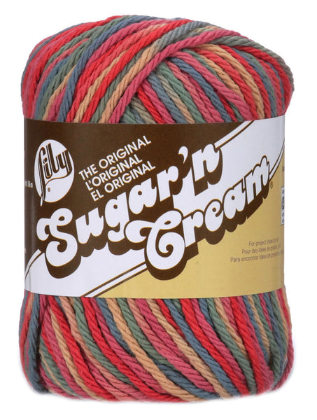 Lily 55g "Sugar n Cream" Worsted 100% Cotton Yarn - Ombre Colours