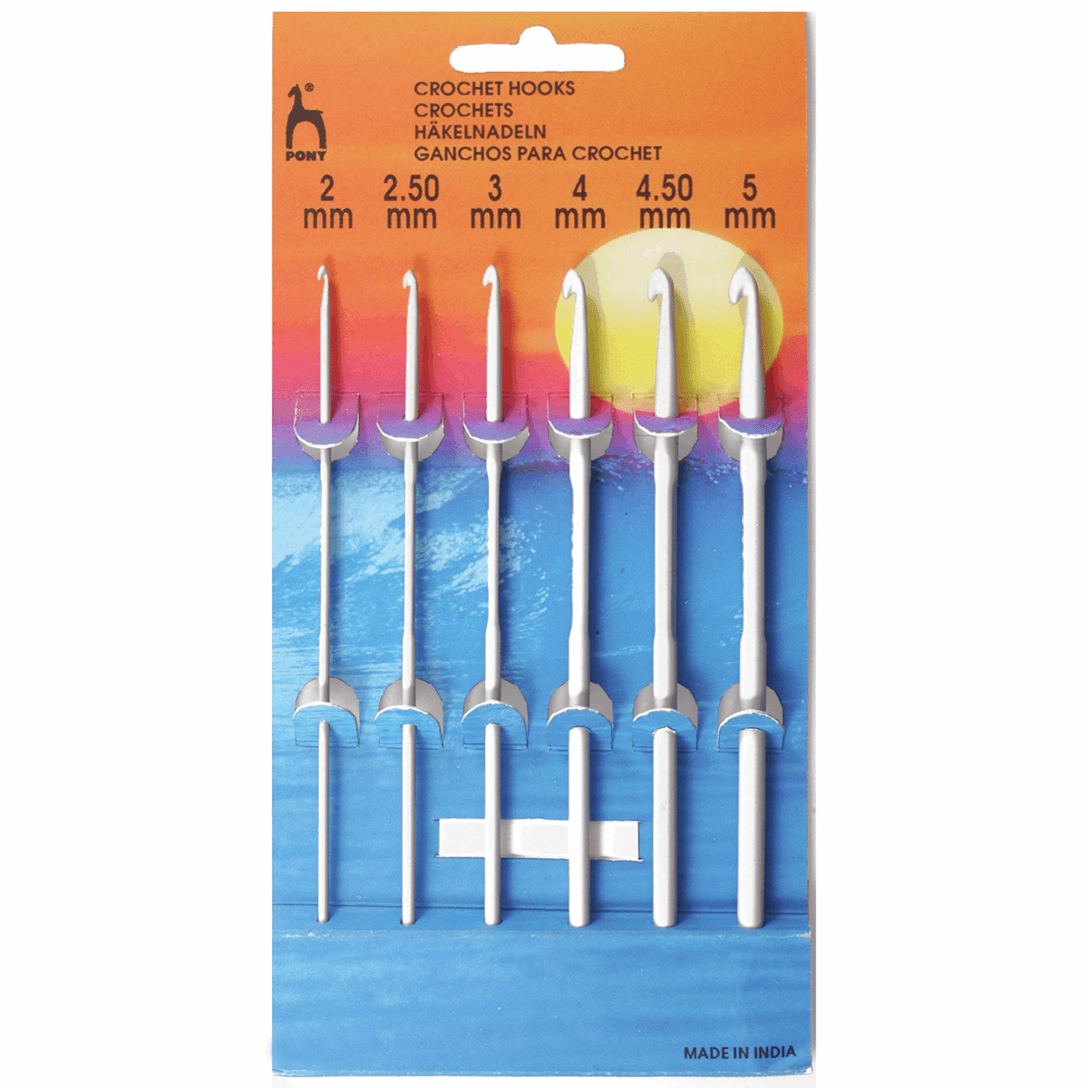 Pony Aluminium Crochet Hooks - Set of 6 (2.00mm - 5.00mm)