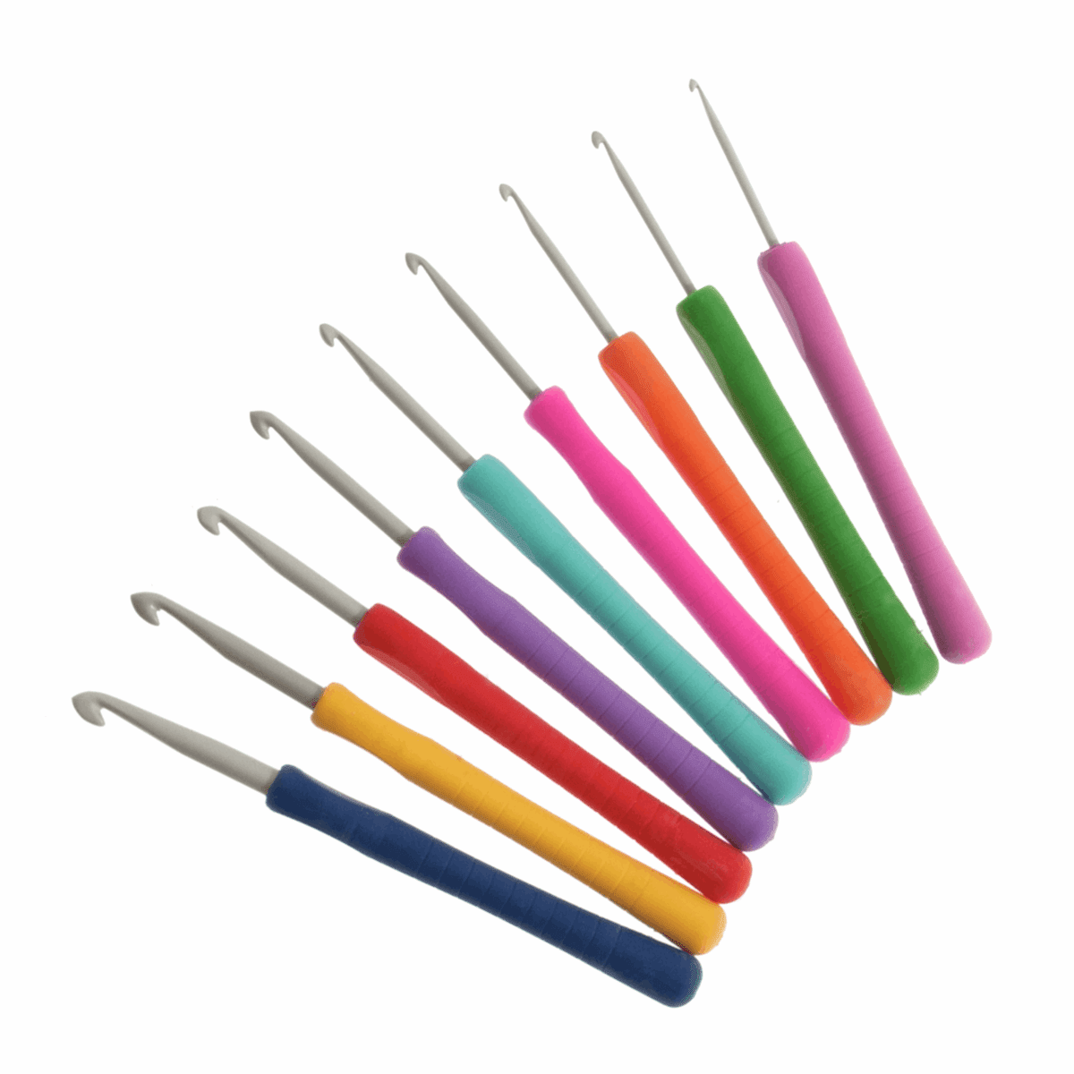 Pony Easy Grip Crochet Hooks w Finger Flat - Set of 9 (2.00 - 6.00mm)