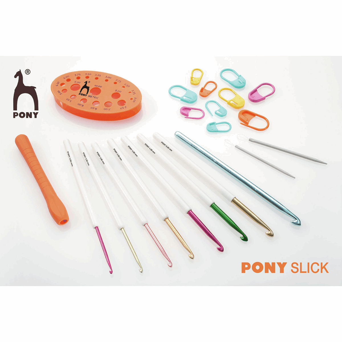 Pony "Slick" Interchangeable Soft Handle Crochet Hooks - Set of 8