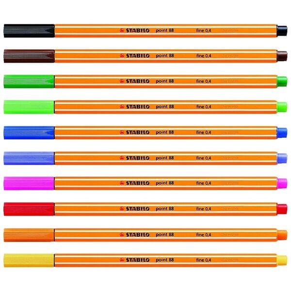 Stabilo "Point 88" Fineliner 0.4mm Pen Pack - Set of 10 Colours